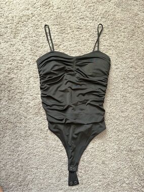 Express Black Ruched One-Piece Bodysuit